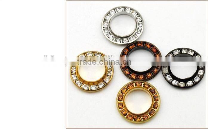 5 colors 22mm big round metal brass rhinestone eyelets crystal diamond grommets glass eyelets RE-22mm