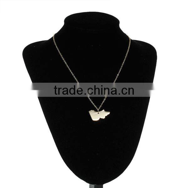 New Fashion 304 Stainless Steel Silhouette Map Australia Victoria State Charm Necklace Link Cable Chain 18K Gold Plated
