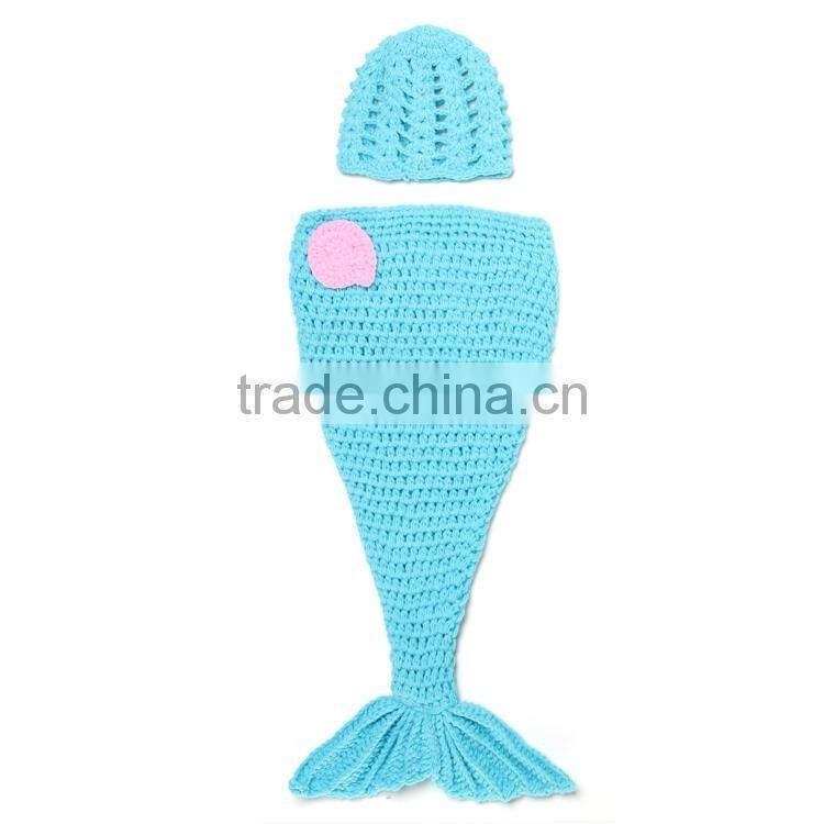 Wholesale blue mermaid tail cocoon crochet baby clothes M5042802