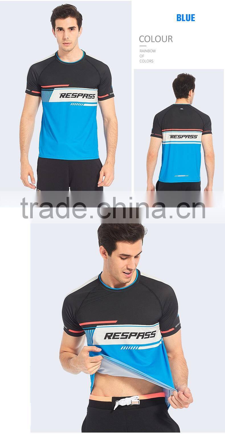 BSCI Men's UPF Sublimation Printing t shirt cooler fabric 88% Polyester 12% Spandex Wholesale t shirts