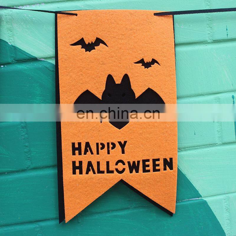 Wholesale promotion Halloween hanging decorations banners funny cheap letter pumpkin felt pennant string flags MFJ-0031
