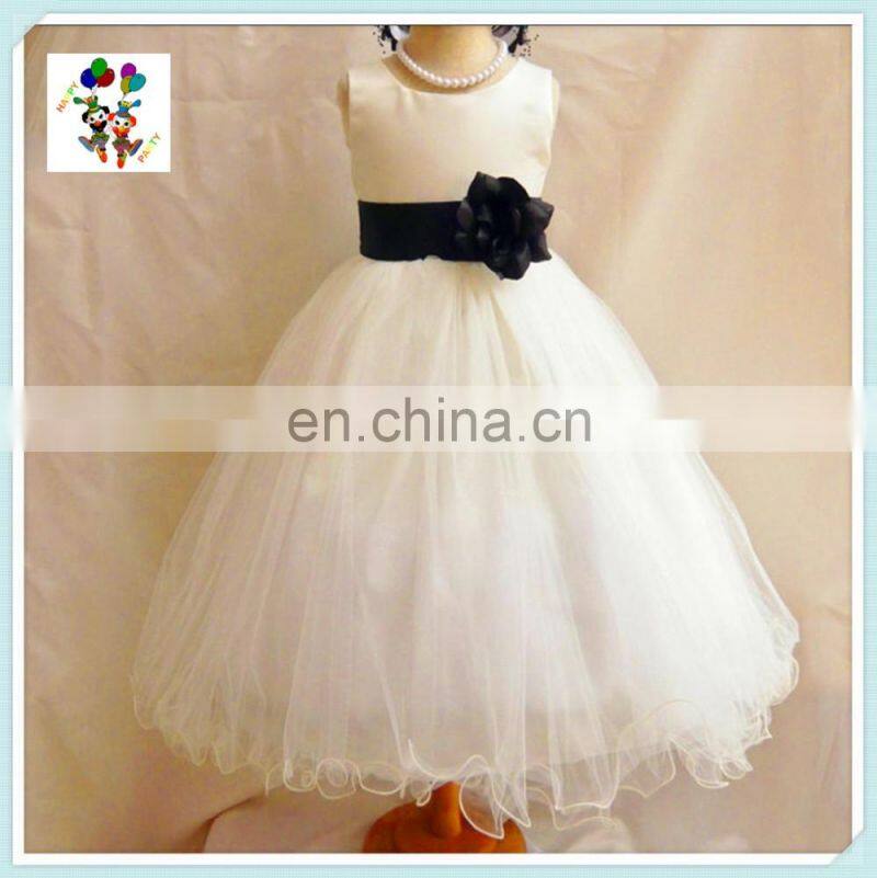 Hot Sale White Gown Tulle Flower Girl Kids Dresses HPC-3091