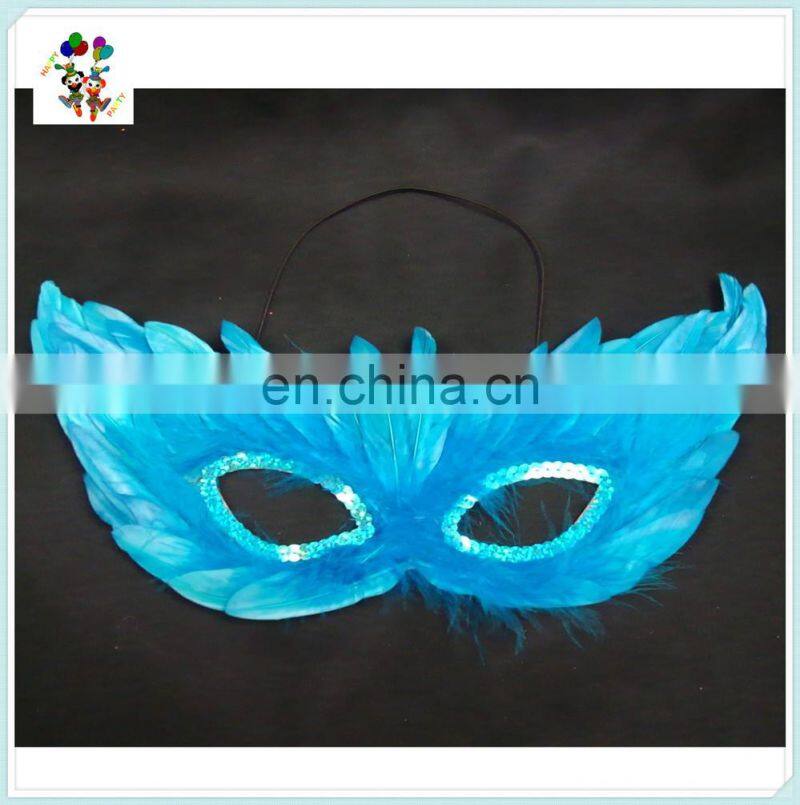 Hen Night Party Dance Blue Feather Masquerade Masks HPC-0432