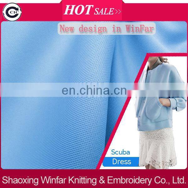 winfar knit polyester DTY air layer interlock fabric scuba solid dye fabric for party dress