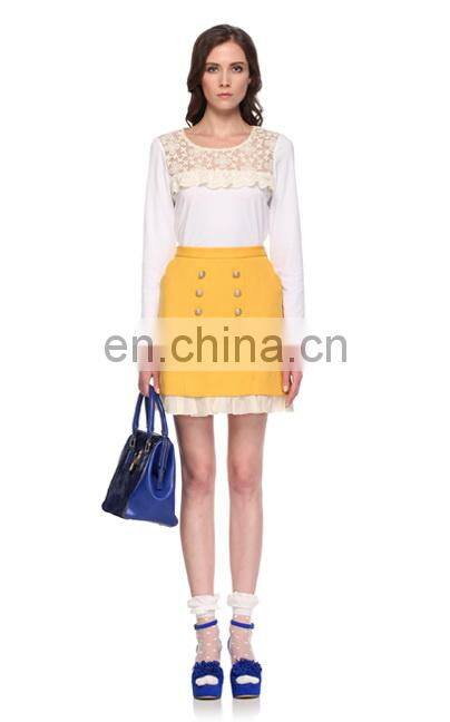 Hot sale modern fashion style winter ruffle bottom design woollen short sexy mini skirt