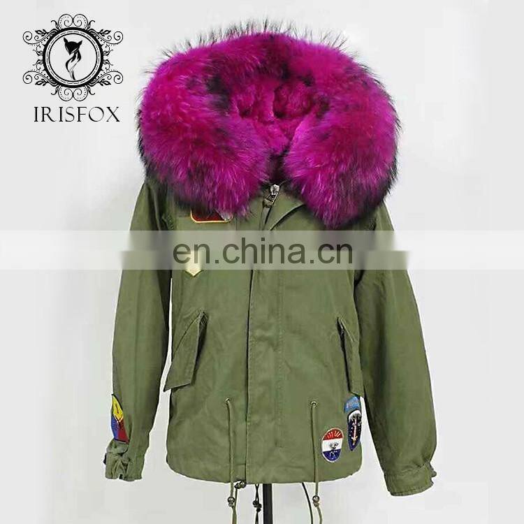 Irisfox 2016 winter warm raccoon fur hooded coat