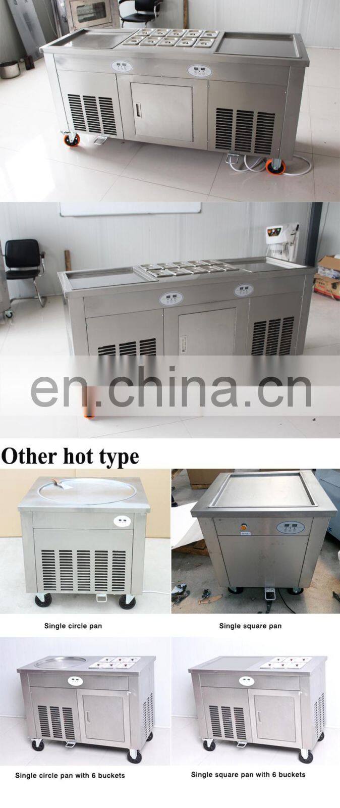 Portable two plates ice cream rolls maker with wheels for street cart business