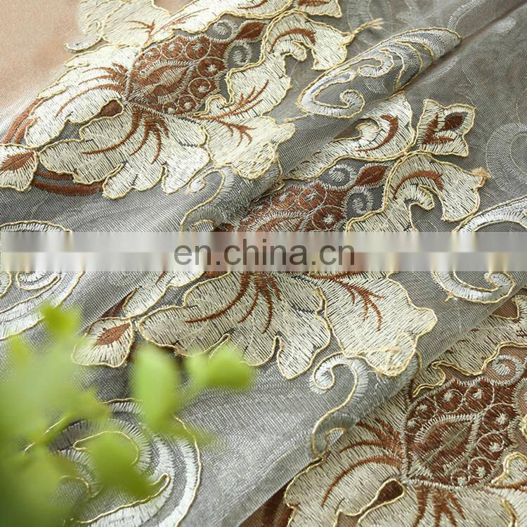 China Suppliers Royal Home Embroidered fabric Turkish Style Curtain in Gray Color