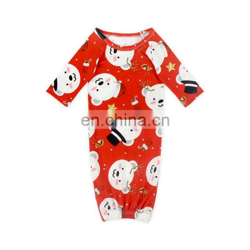 Newest Prints Baby Gowns With Knot Long Sleeve Infants Sleepwear Wholesale Toddler Pajamas Clothes bag