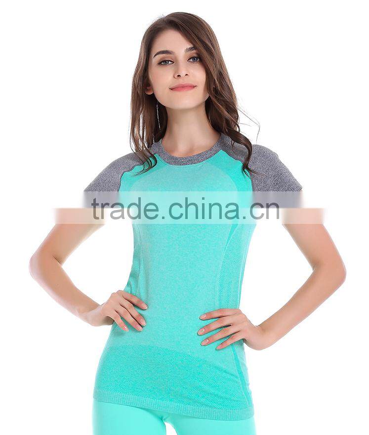 Factory price new women sports t shirts fitness and yoga bodysuit women sportswear