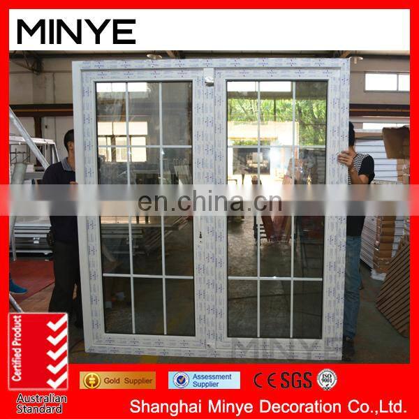Double glass pvc doors PVC doors with iron grills vinyl PVC door