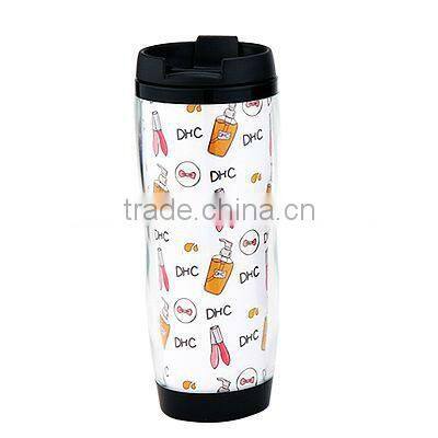 350ml DIY promotion leakproof thermal mugs with picture inserted