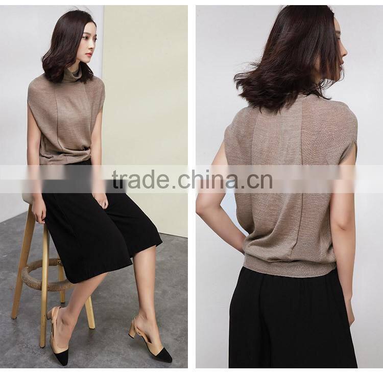 summer popular female short-sleeved shirt loose knit wool sleeveless vest sweater