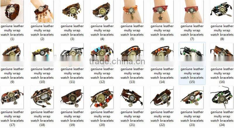 ethnic jewelry multi wrap watch leather bracelet personalized multy layer strand snap buckle bracelets