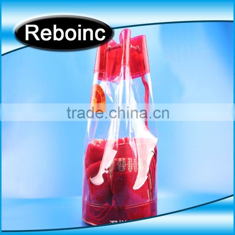 Clear PVC Drawstring Cosmetic Taking Bag XYL-D-C425 Top pvc drawstring bag with logo print