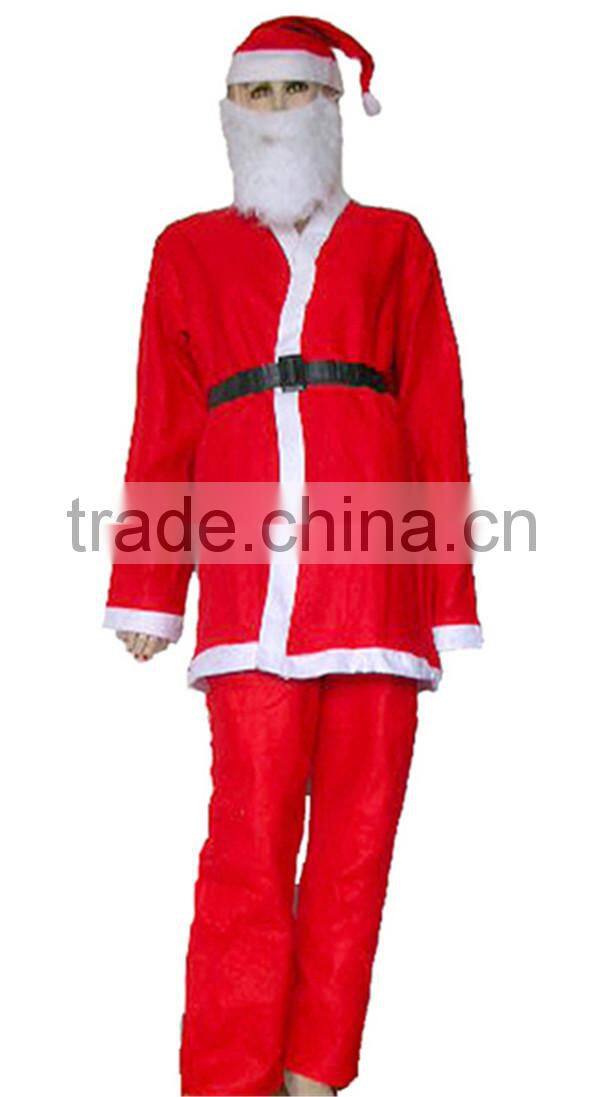 5 Pcs Male Adult red Christmas Santa Claus Suit Clothes with Free Gift Bag