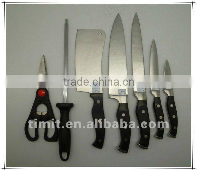 8pcs stainless steel solid handle kitchen knife