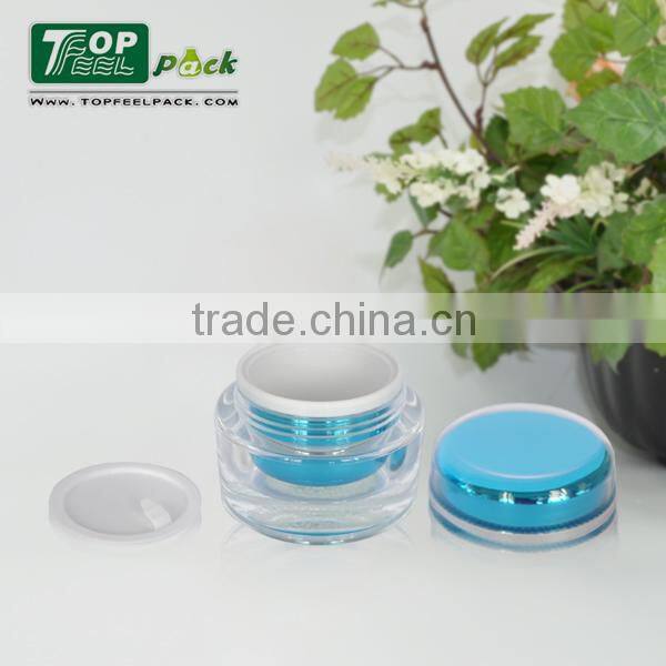 2015 High-end Acrylic Plastic Essential Cream Jar with Screw Cap 5g 15g 30g 50g 100g 200g