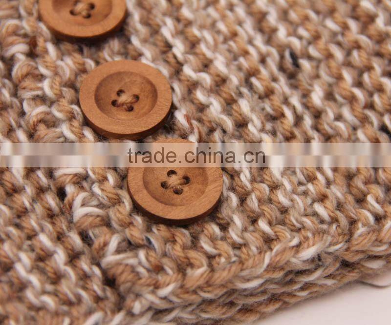 Fashion Trendy Girls Headband with Buttons Knitting Hair Accessories for women