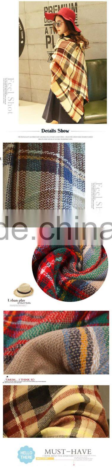 Wholesale Square Cashmere Plaid Blanket Scarf