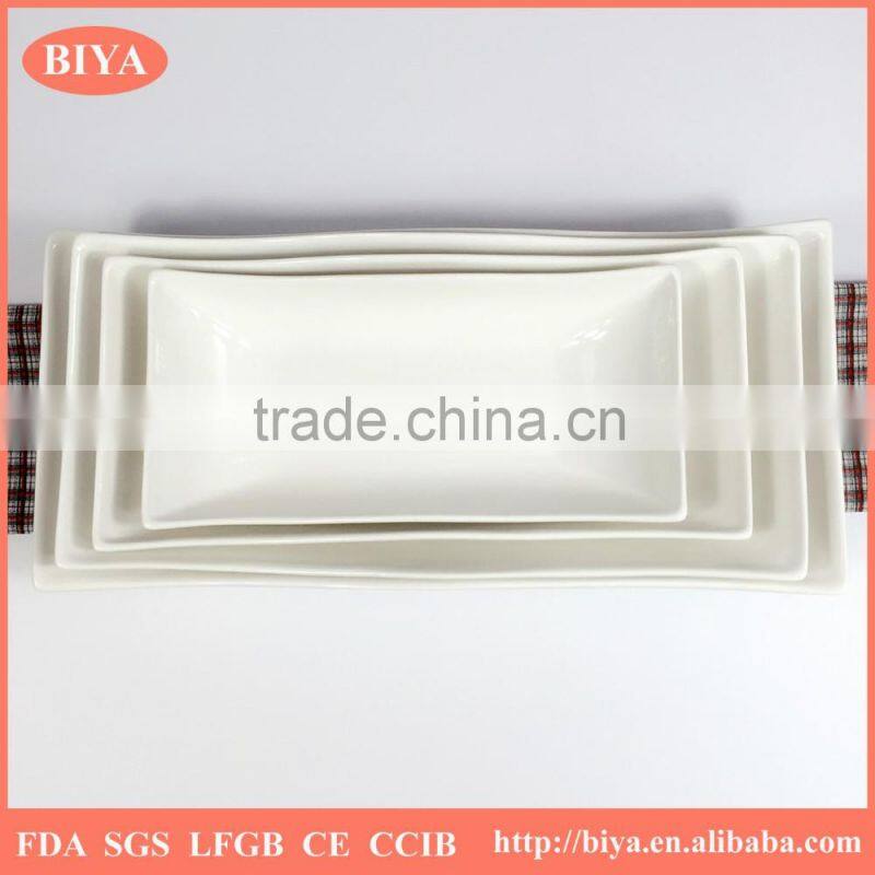 wave plate strengthen porcelain durable porcelain sepecial design different size wave edge square rectangular soup plate