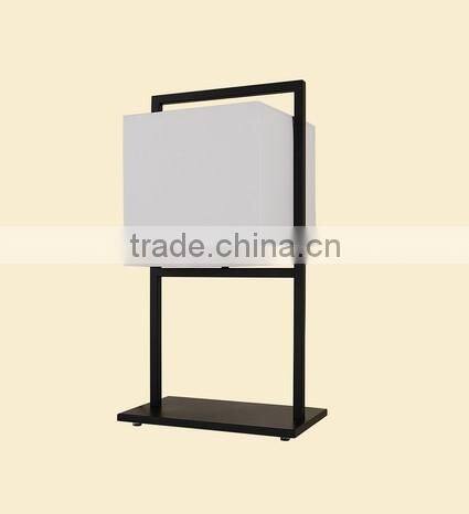 White Linen Rectangle Shade Brushed Steel Base Bold Modern Design Asymmetry Table Lamp