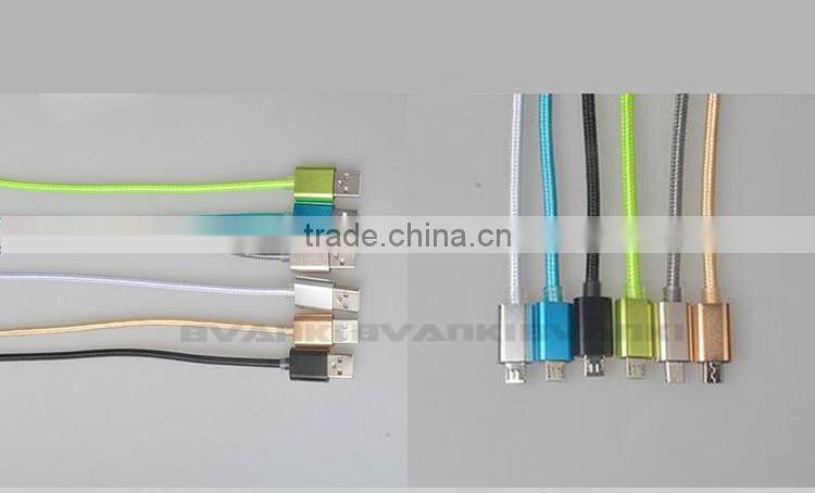 Top Selling Products 2015 Wholesale Nylon Braided USB Charger Cable for Android Mobile Nylon Braided Micro USB Data Cable