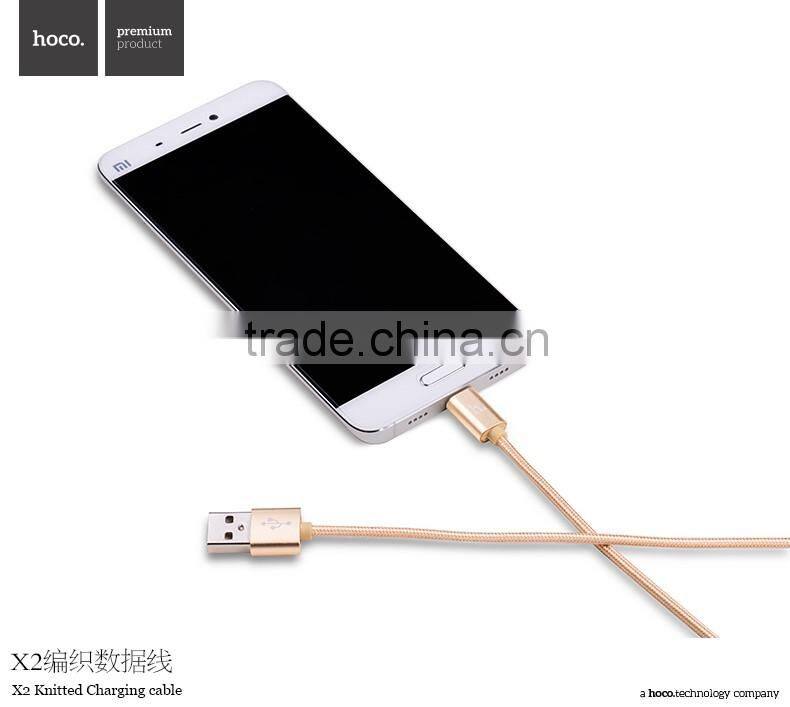 HOCO X2 Knitted charging cable for Apple/Android mobile phone Micro USB 2in1metal Weave Sync Data Cable for Apple/Android phone