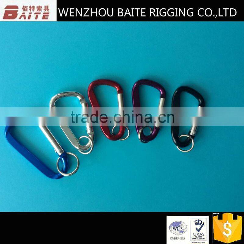 China Made Red Color Aluminum Flat Karabiner Snap Hook D type Spring Hook In Rigging Manufacturer