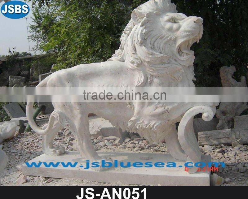 Red marble lion statue with wing