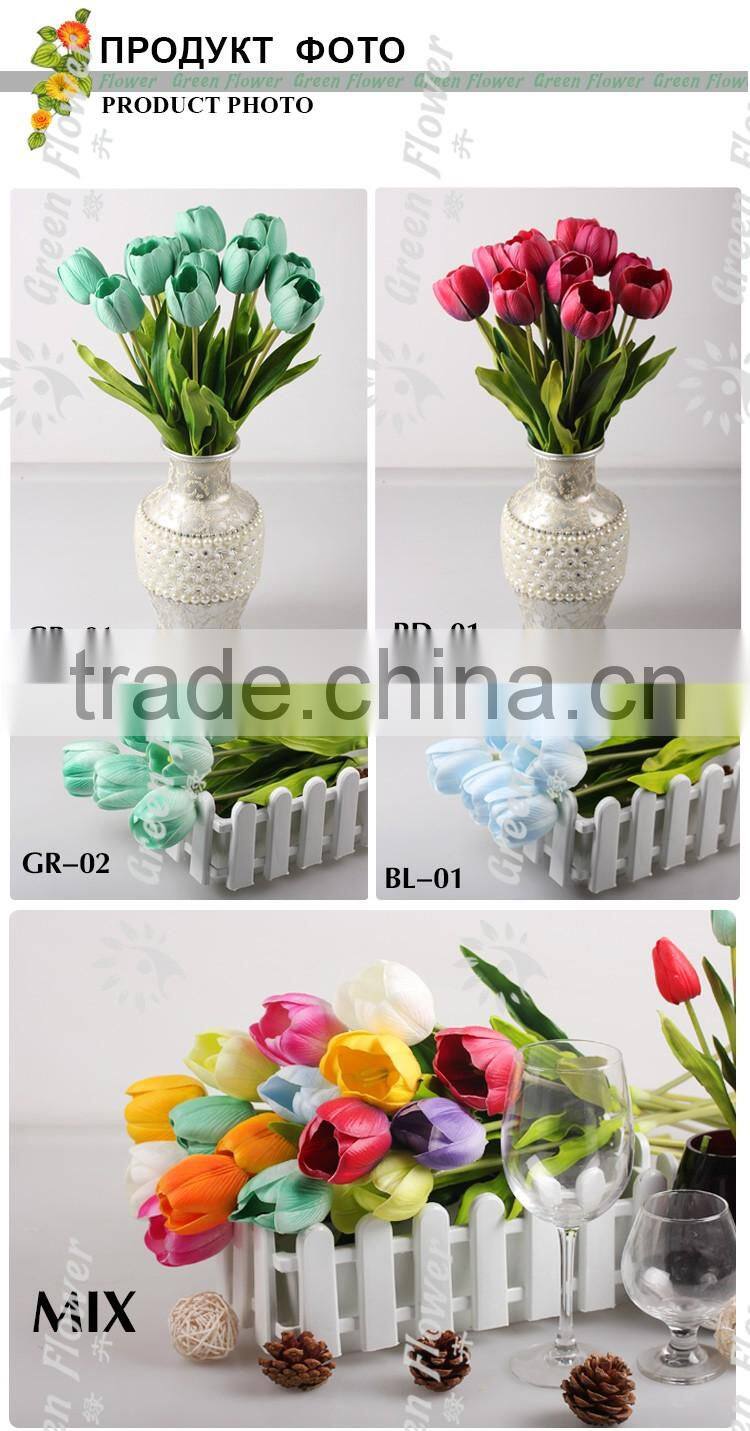 2016 Wholesale Multicolor 32CM Artificial Flowers Bouquet Wedding Bridal Real Touch Christmas Decorative Flower Tulip