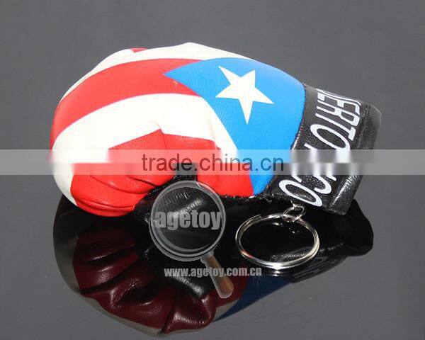 RANDOM Colors Wholesale Printing Puerto Rico Flags Souvenirs Leather Custom Mini Boxing Glove Keychain