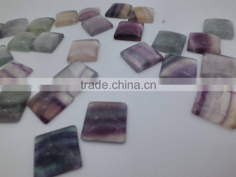 Wholesale Single Puffy Rainbow fluorite cabochons natural square stones
