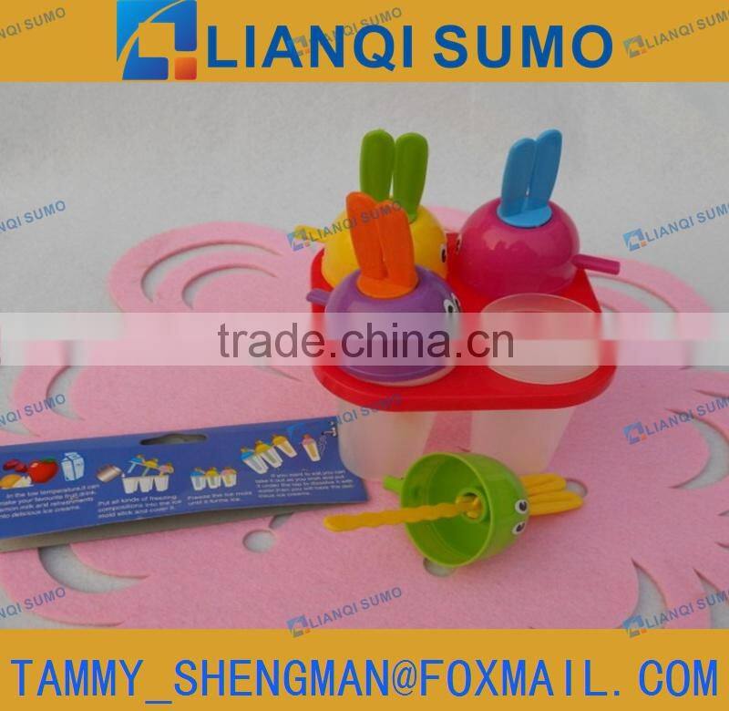 6pcs LFGB/FDA Food Grade plastic ice lolly mould rabbit shape