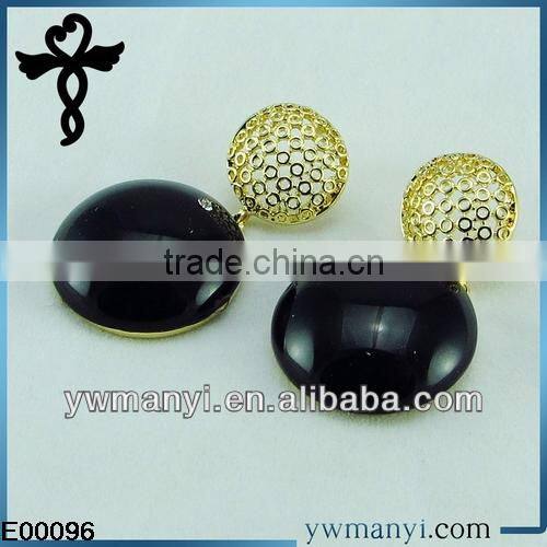 2014 new fashion ladies stud designs k gold rhinestones color gemstone pearl earrings in zinc alloy jewelry E00096