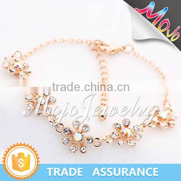 2015 Latest Design High Quality Colorful Flower Charm Simulation Diamond Bracelet