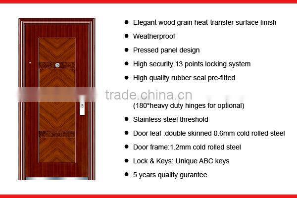 SC-S053 Red Shinny Color Finished Metal Swing Steel Doors