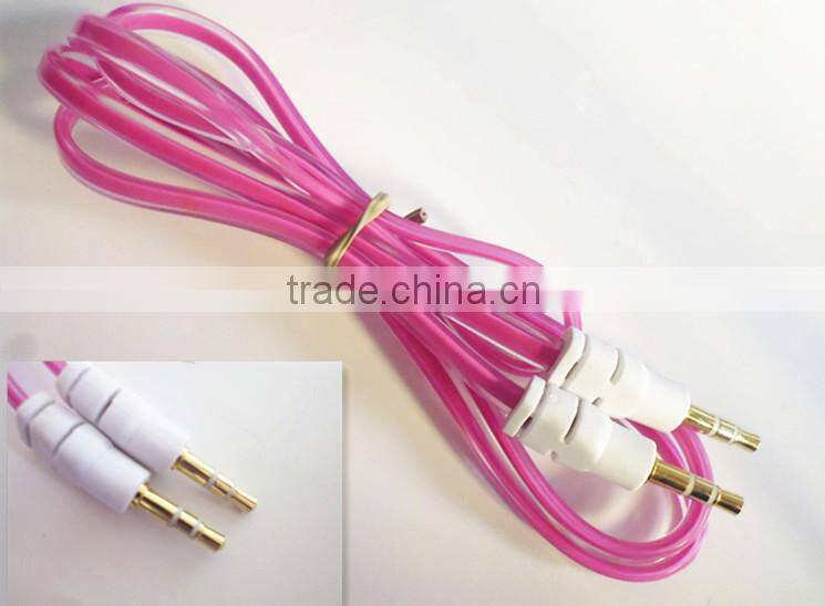 DC3.5 dual color transparent AUX cable /6 colors
