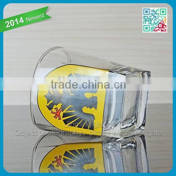 Top quality whiskey glass cup with black eagle decal logo thick bottom tumber whiskey cups