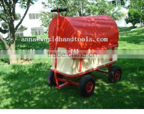 WOODEN CHILDRENS PULL KART PUMP UP TYRES FOR GARDEN USE BARGAIN EX DISPLAY CART