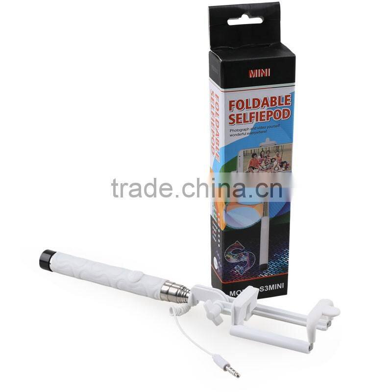 Wholesale price mini postable monopod wire selfie stick for mobile phone