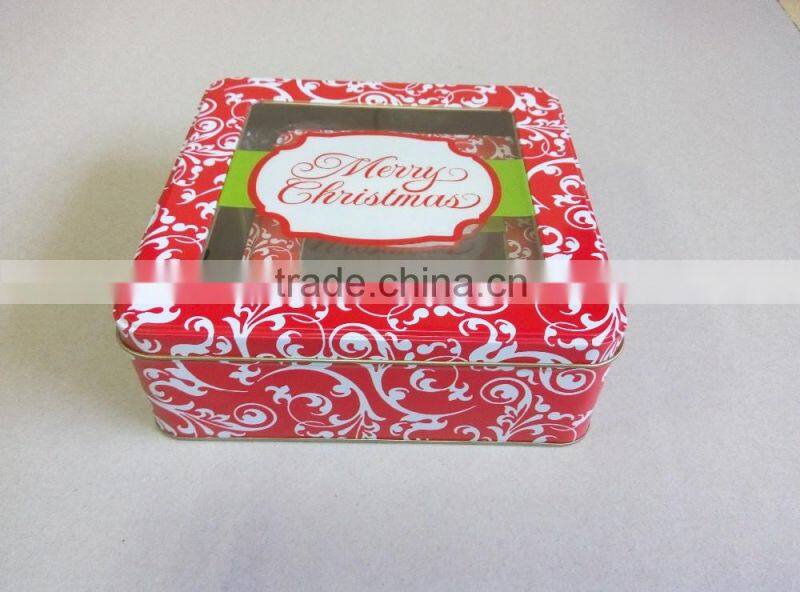 Santa square cookie tin set of 3