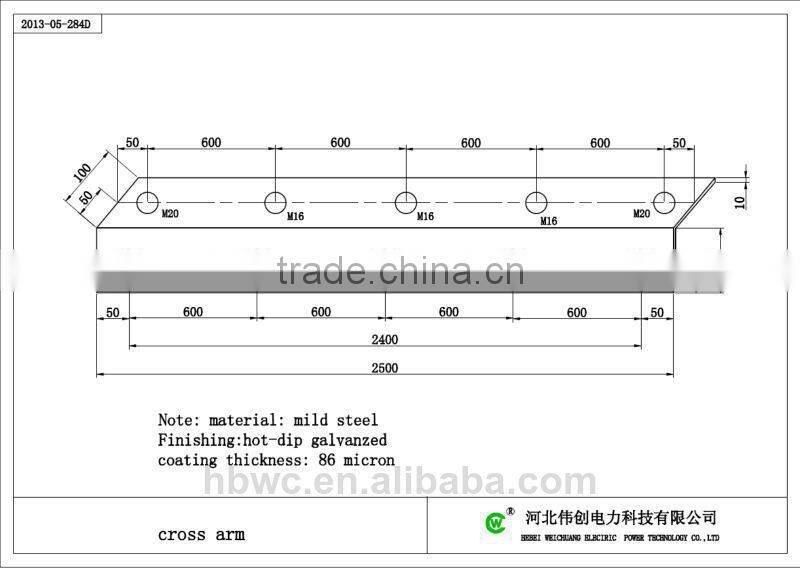 11kv 33kv Galvanized Steel Cross Arm/Electrical Cross Arm/Line Cross Arm For Pole Line Hardware