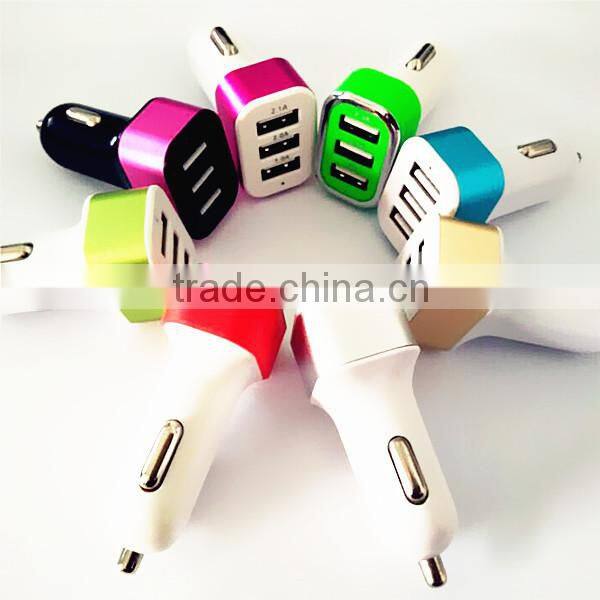 5.1a portable usb car charger 3 usb ports car charger adapter for smartphone