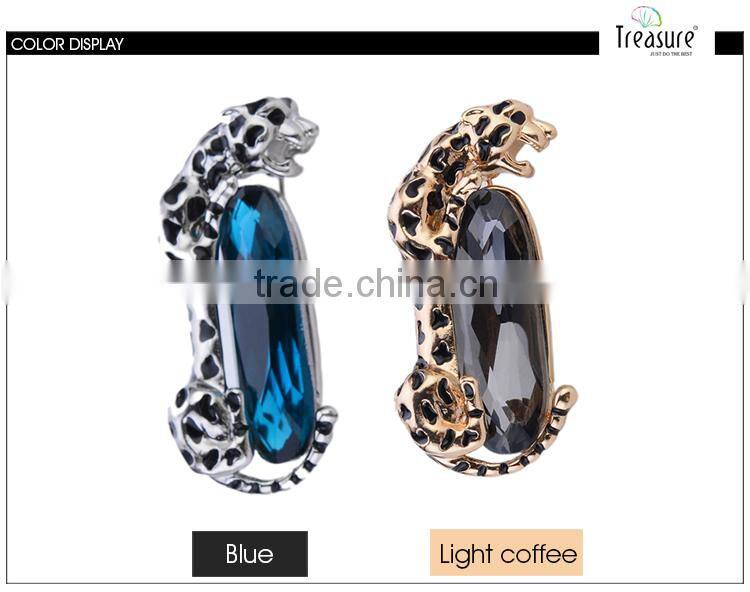 Hot selling new fashion men's brooch, sexy Leopard and big rhinestone brooch