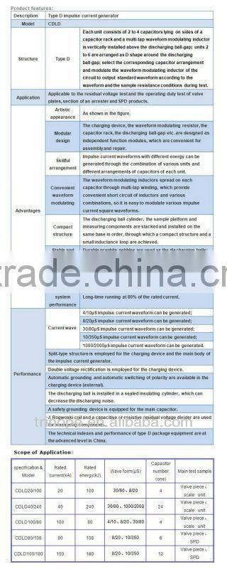 Impulse Current Generator testing equipment