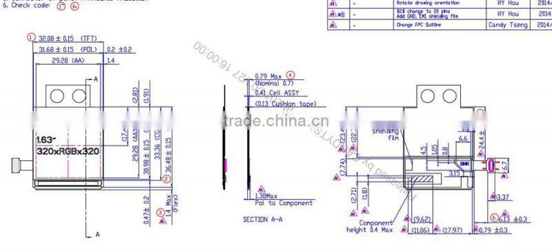 OLED1.63 inch 320 * 320 color screen