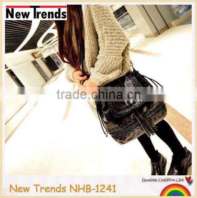 Cream braid PU bag and the tassels