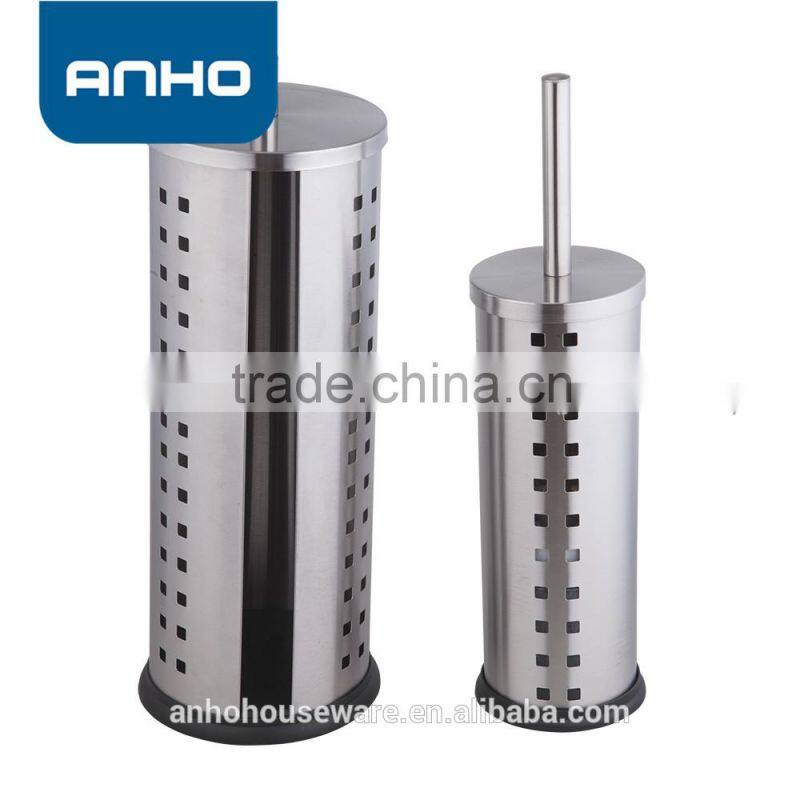 Matte finishing toilet roll and brush holder sets with holes decor