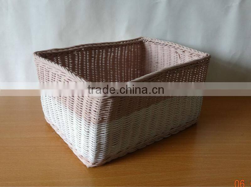 Newest 2016 White Rattan Basket collection Set of 2 With Handles for Kitchen and Home decoration